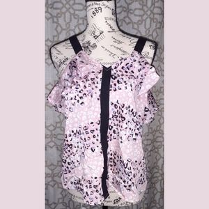 NWT Naked Zebra Sleeveless Ruffle Pink Top Sz M